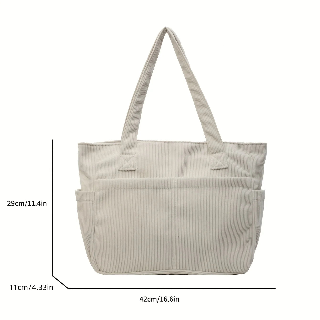 Damen Casual Cord Tote Bag – Gestreifte Schultertasche mit Reißverschluss | Große Kapazität Handtasche für Alltag & Shopping Kaufschwan®