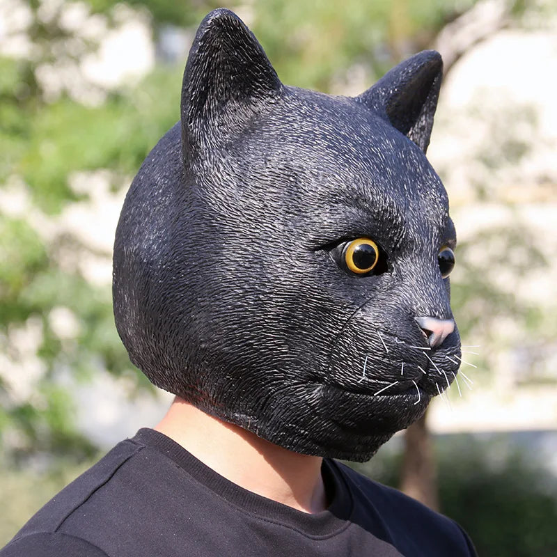 Lustige Schwarze Katzenmaske – Latex Cosplay Kapuzenmaske für Party, Halloween & Kostüm Requisite Kaufschwan®