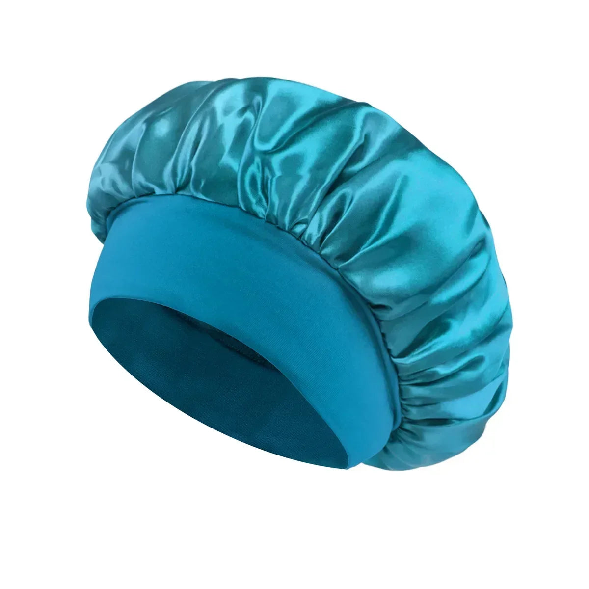 Satin-Schlafhaube für Damen – Große Elastische Haarhaube mit Breitem Weichem Band für Lockiges Haar und Nachtpflege