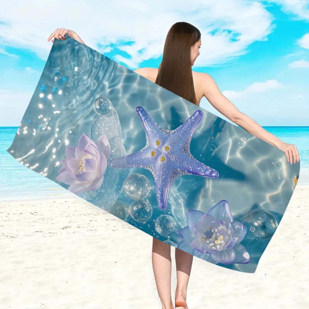 Strandtuch mit Ozean-Motiv – Schnell Trocknendes Mikrofaser Handtuch | Multifunktionales Handtuch für Sport, Schwimmen & Fitness Kaufschwan®