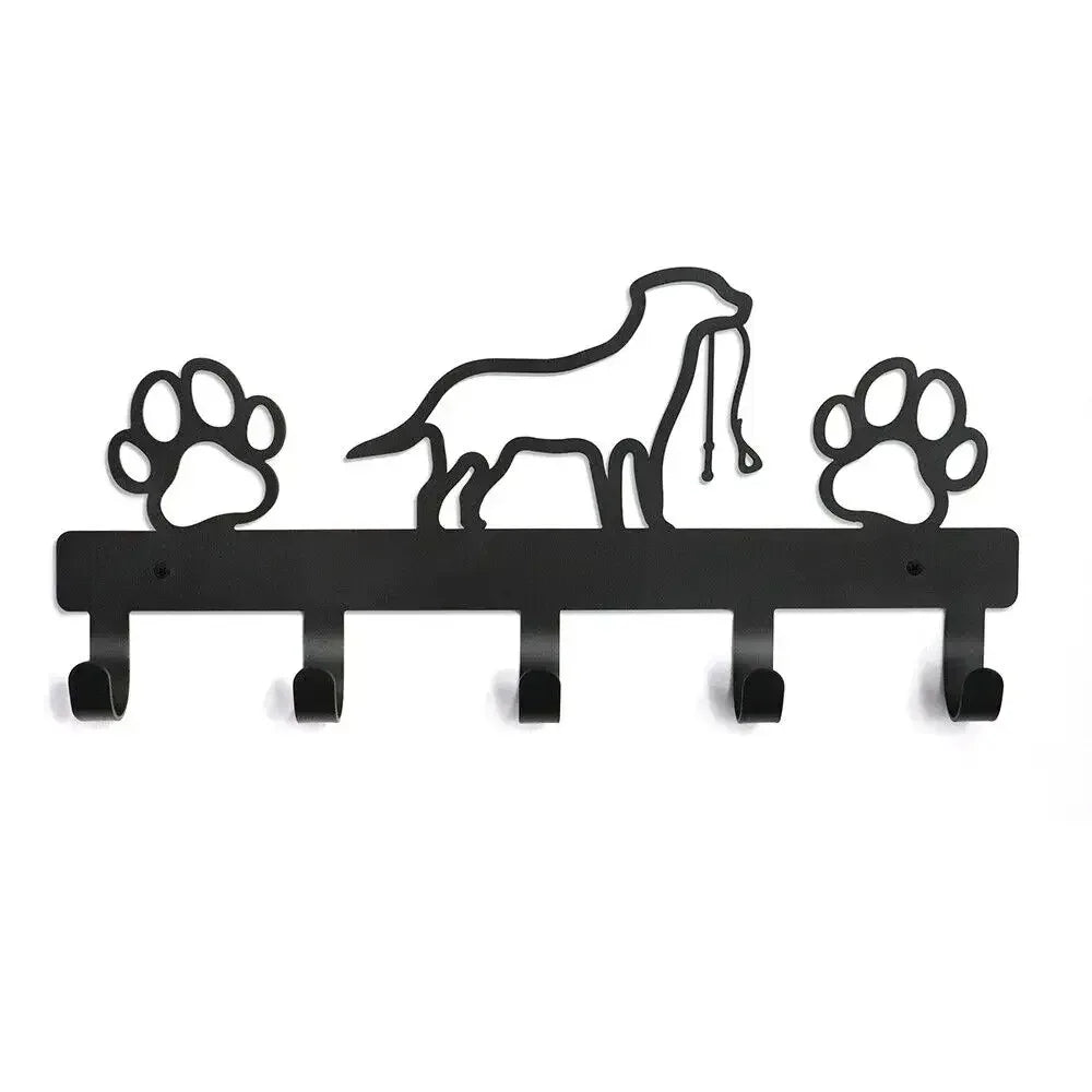 Metall Wandhaken mit Pfotenmotiv – Hundehalter mit 5 Haken | Wandorganizer aus Eisenkunst für Schlüssel, Leinen & Jacken Kaufschwan®