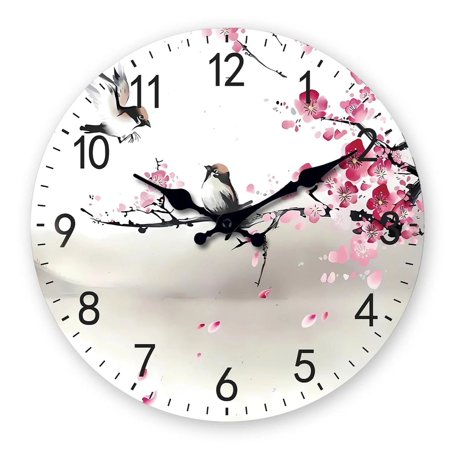 Kirschblüten Holz Wanduhr – Leise Quarz Kunst Deko Uhr Kaufschwan® 10 Zoll