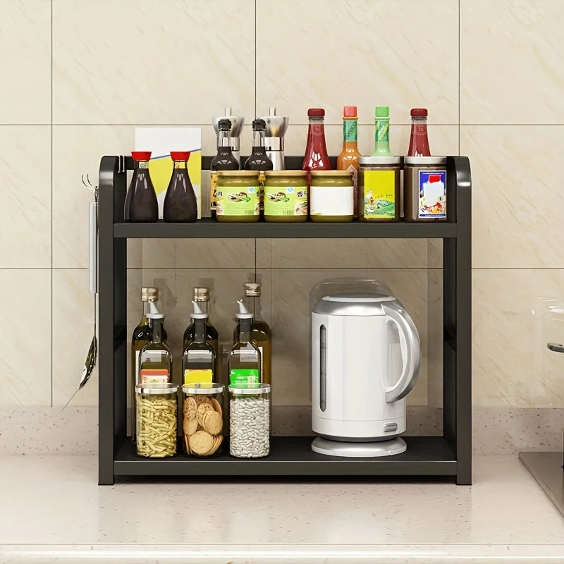 2-stufiges Metall Küchenregal – Platzsparender Organizer für Kaffee, Tassen & Gewürze | Rostfreies Küchenregal Kaufschwan®