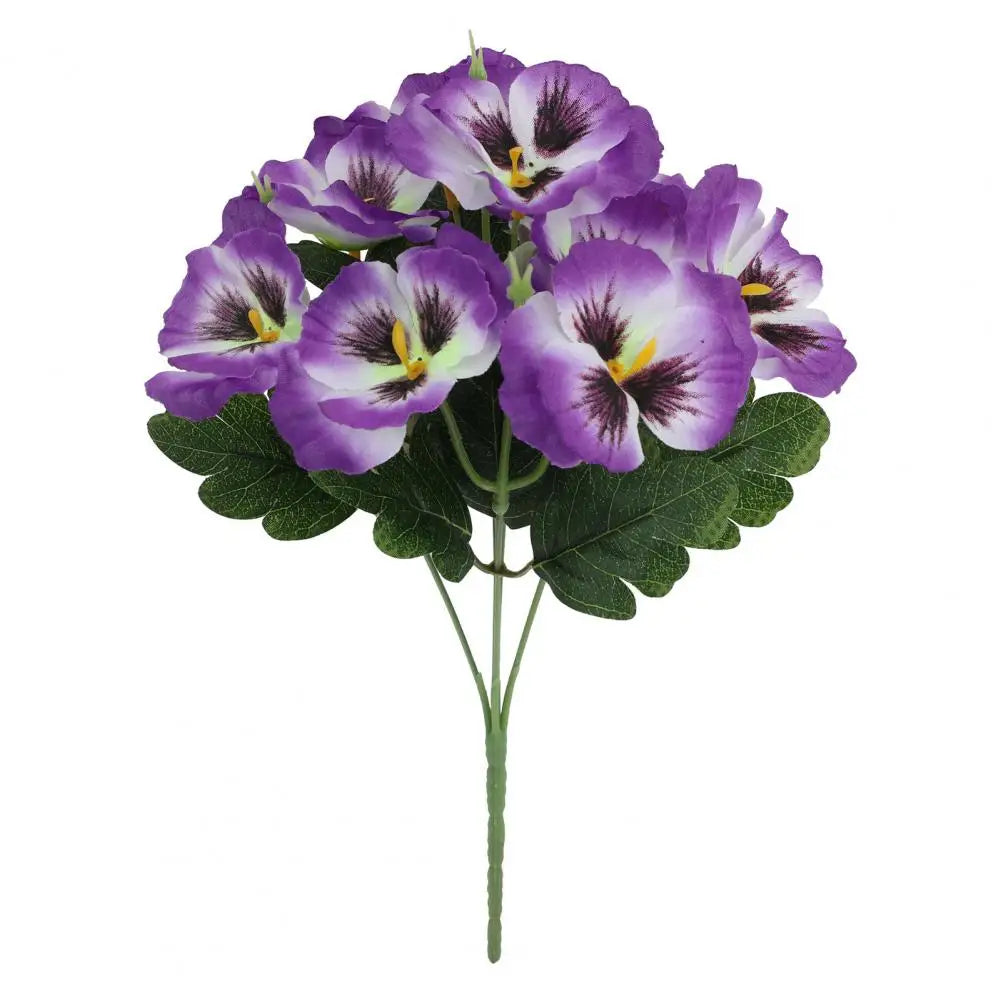 Künstliche Stiefmütterchen – UV-beständiger Kunstblumenstrauß für Vase, Garten, Veranda, Balkon & Innen-/Außendekoration Kaufschwan® Lila