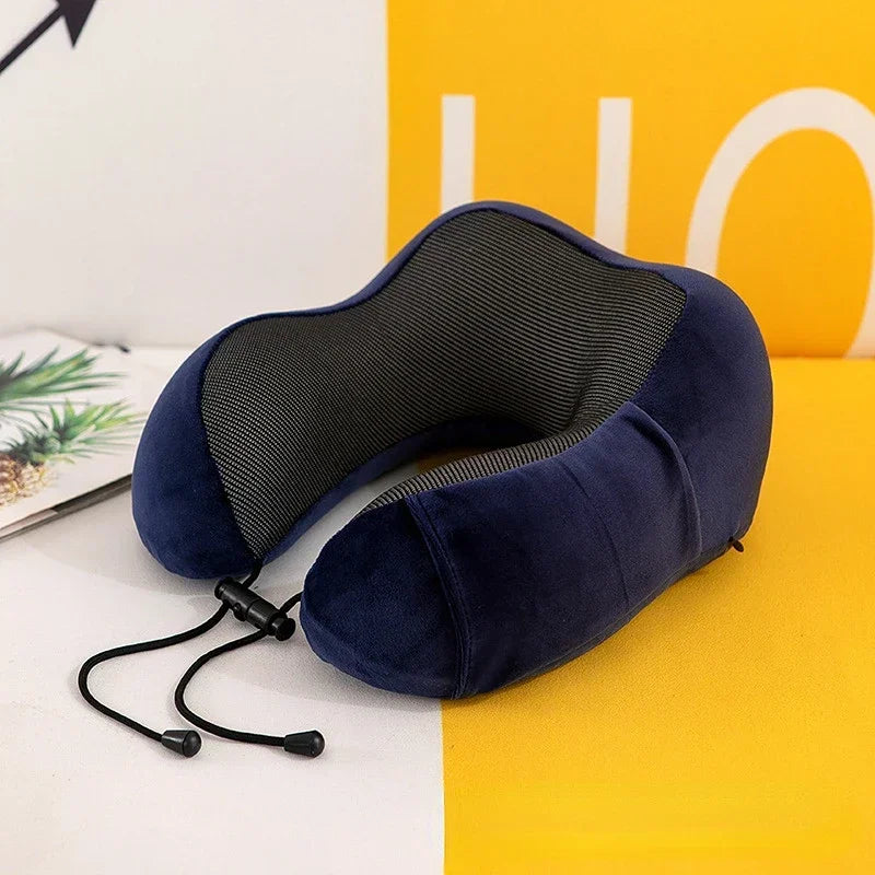 U Förmiges Memory Foam Nackenkissen – Weiches Reisekissen für Flugzeug und Nackenstütze Kaufschwan® Dunkelblau 30cmx25cm