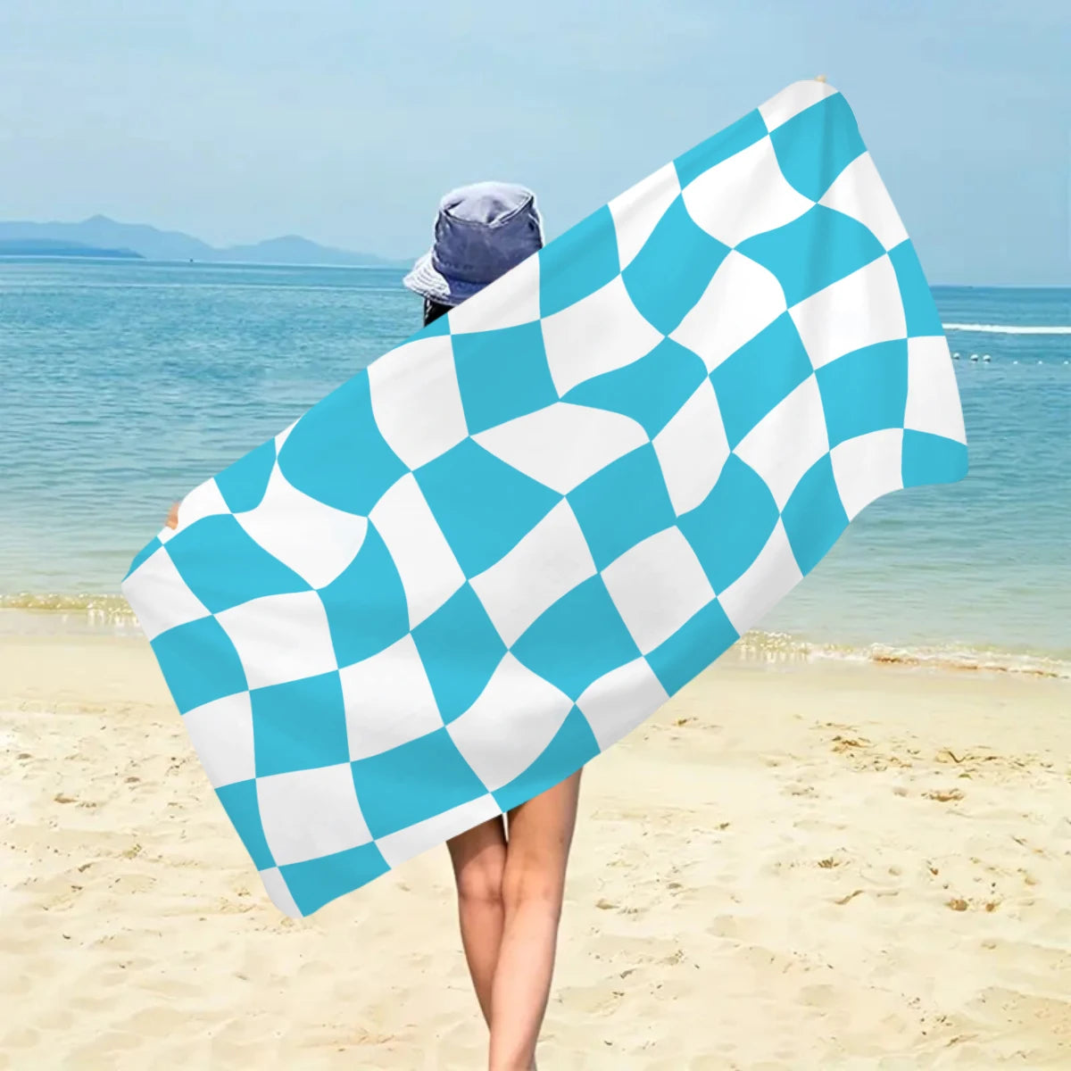 Modisches Kariertes Strandtuch – Schnell Trocknend & Saugfähig | Großes Mikrofaser Handtuch in Mehreren Farben für Strand & Reisen Kaufschwan®