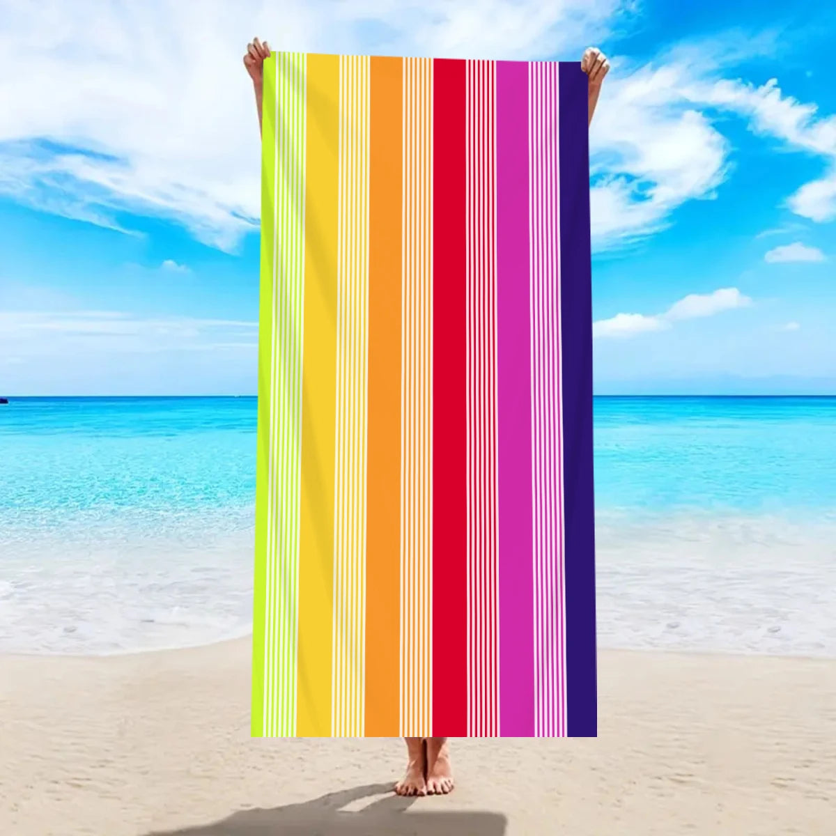 Modisches Großes Gestreiftes Strandtuch – Schnell Trocknend & Saugfähig | Weiches Schwimm- & Badehandtuch in Mehreren Farben Kaufschwan® Design 1 150x75cm