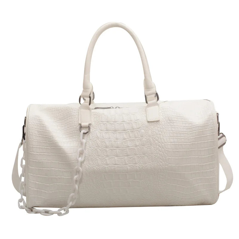 Damen Reisetasche/Handtasche – Große Wasserdichte PU Schultertasche für Business | Candy Color Gym Crossbody Pendler Tasche Kaufschwan® Weiß