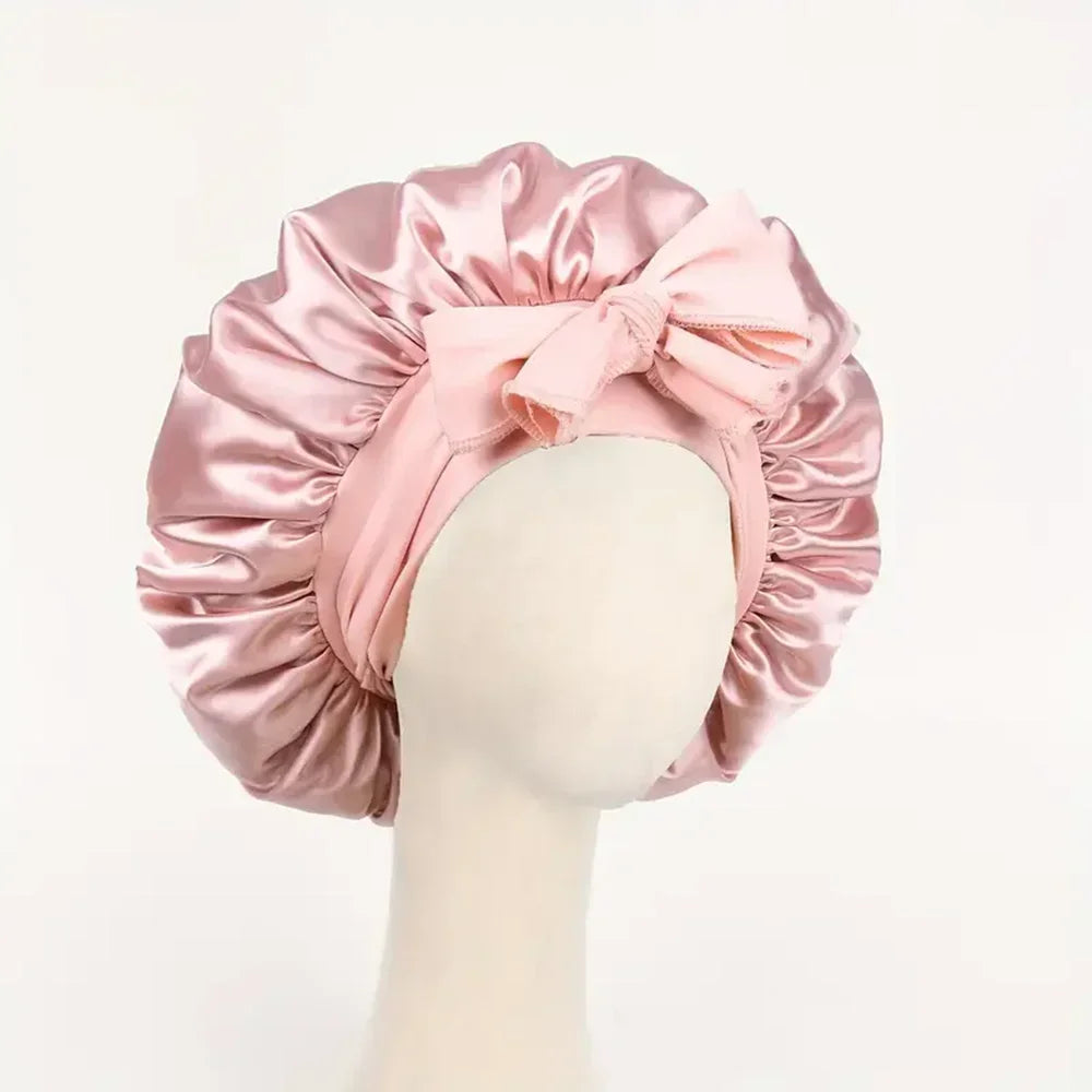 Verstellbare Satin-Schlafhaube – Seidig Weiche Haarhaube mit Bindeband für Damen und Herren