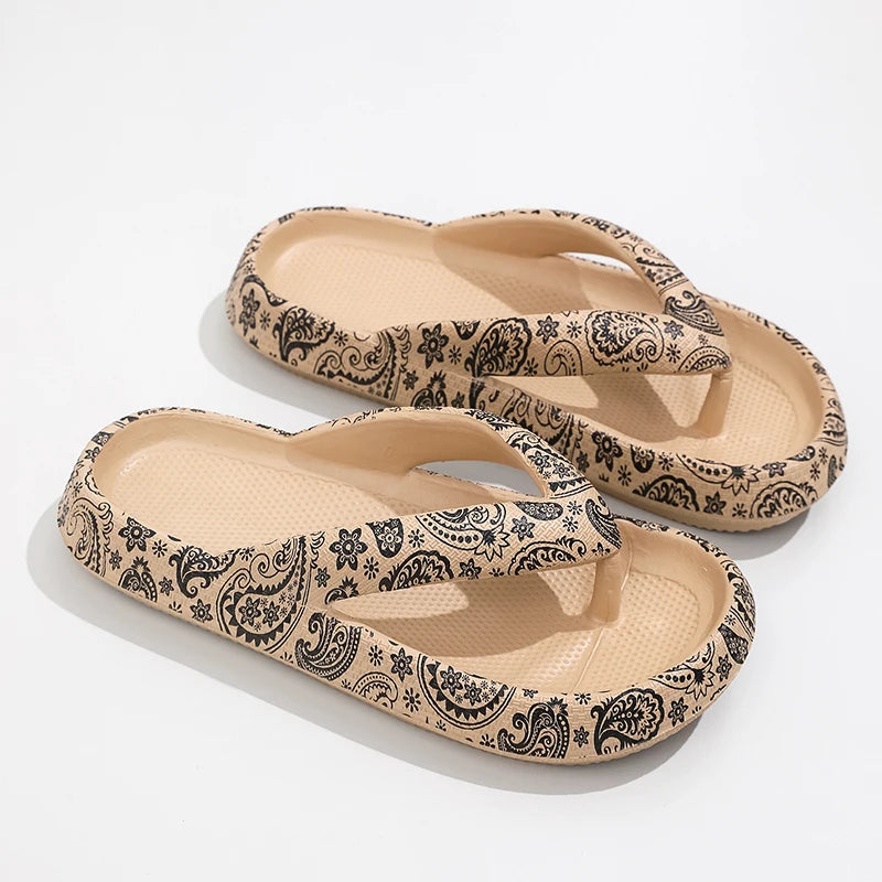 Damen Sommer Flip-Flops mit Leopardenmuster | Weiche Dicksohlen-Cloud-Slipper | Strandsandalen für Urlaub & Reisen Kaufschwan® Muster 8 44-45