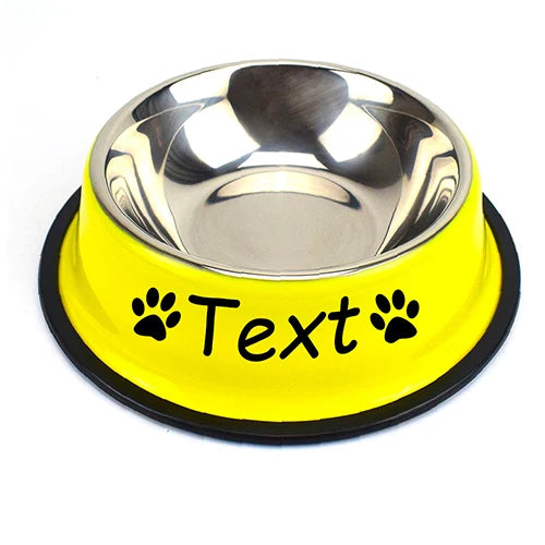 Personalisierter Haustier Futternapf – Edelstahl Schüssel mit Wunschname für Hunde & Katzen Kaufschwan® Gelb 15cm