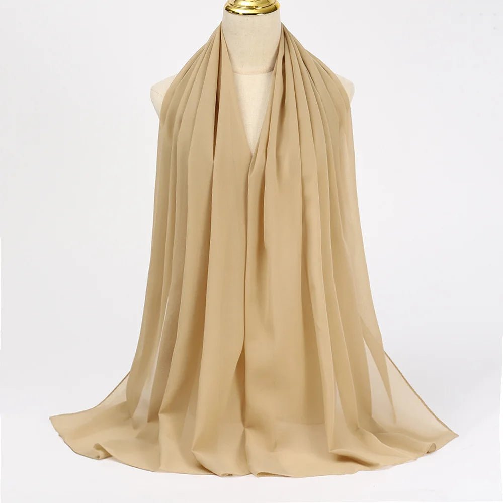 Muslimischer Chiffon Hijab Schal – Damen Langer Einfarbiger Kopf Schal | Eleganter Jersey Schleier & Modisches Umschlagtuch