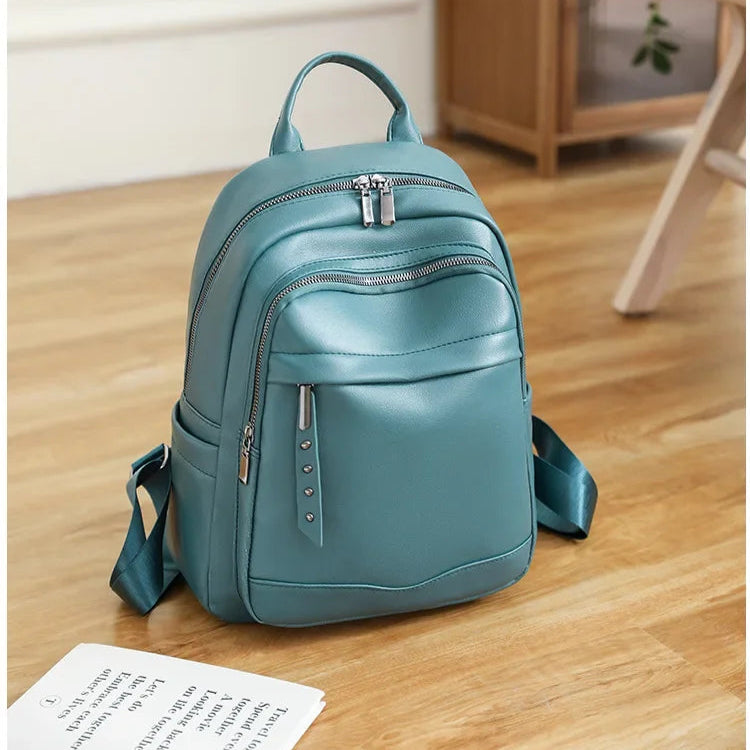 Damen Rucksack aus Weichem Leder | Casual Reise- & Outdoor-Tasche | Frühling & Sommer Modetrend | PU Einfarbig Freizeit Schultertasche Kaufschwan®