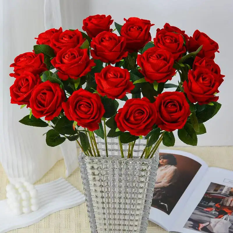1/5/10/20 Stück Künstliche Rosen – Realistische Seidenrosen füar Hochzeit & Wohndekoration | Eleganter Rosenstrauß aus Kunstblumen Kaufschwan®