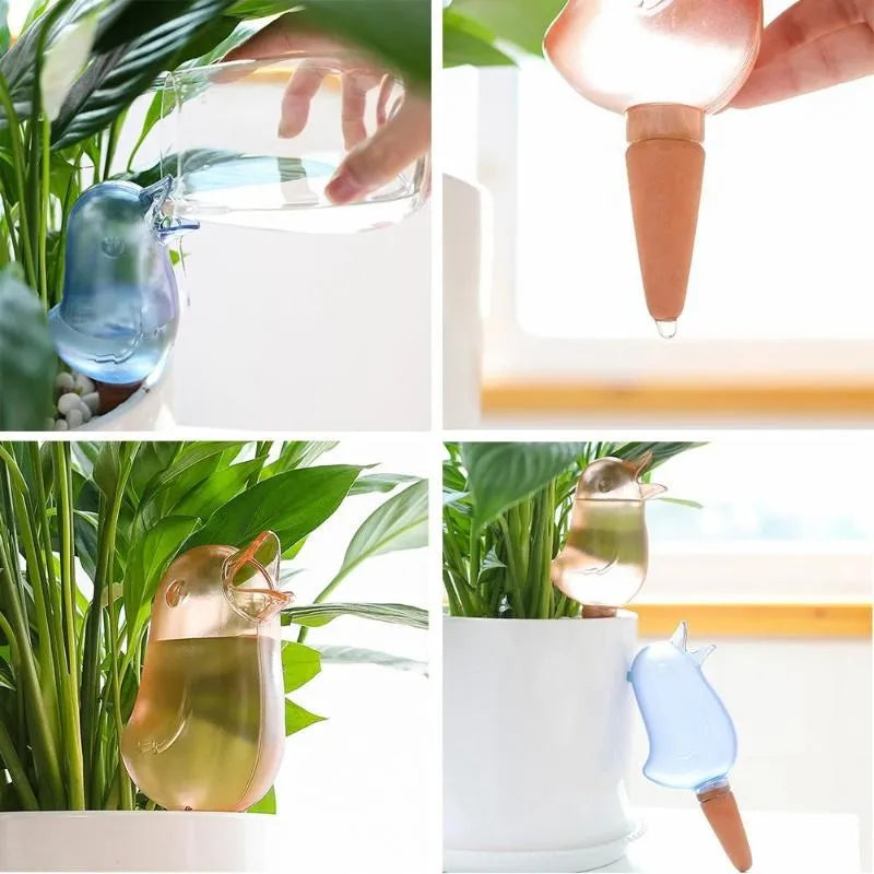 Automatische Pflanzenbewässerung im Vogel Design – Selbstbewässernder Pflanzenspike | Tropfbewässerungssystem für Zimmerpflanzen & Blumentöpfe Kaufschwan®