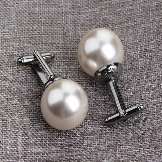 Runde Imitationsperlen Manschettenknöpfe – Elegante Perlen Manschetten für Damen & Herren | Hochzeit, Business & Anlass Accessoires Geschenk Kaufschwan®